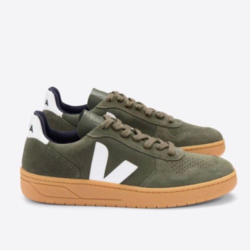 Veja V-10 Suede Mud Mens Trainers Olive UK 89867